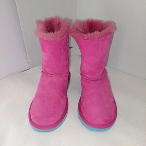 UGG Pink Kids Boots with Blue Accents